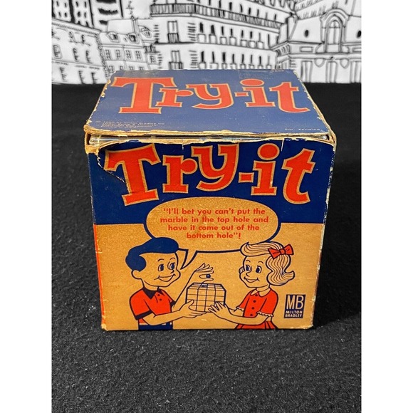 Vintage 1960 TRY IT! Milton Bradley Puzzle Cube Marble Skill Game ORIGINAL BOX! - Picture 5 of 15